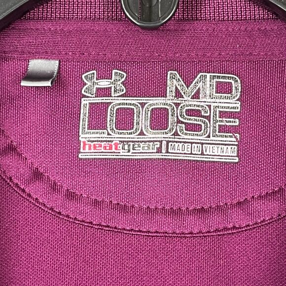 Under Armour Shirt Mens Medium Golf‎ Polo Heatgear Loose Short-Sleeve Purple - Picture 8 of 13